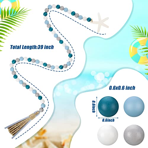 Coastal Wood Bead Garland with Shell Tassels, 2-Piece Set