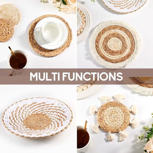 7-Piece Boho Wall Basket Decor Set - Handmade Rattan Wicker Wall Art