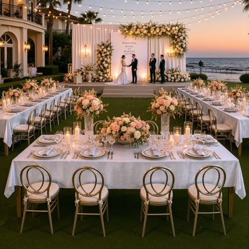 Htper 2 Pack 60x102in Sequin Silver Tablecloths Waterproof Shimmer for Rectangular Tables