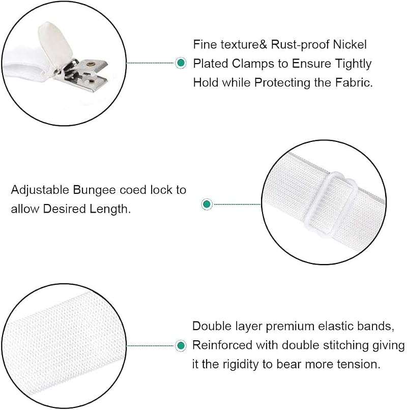 Adjustable Bed Sheet Straps Clips - Elastic Mattress Fasteners