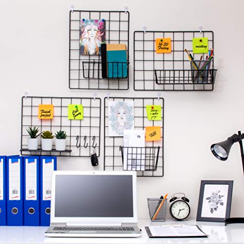 2-Pack Wire Wall Grid Panels for Photo Display and Home Office Organization