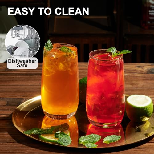 PARACITY 4 Pack Highball Glasses 12oz Set - Clear Tall Water & Cocktail Tumblers