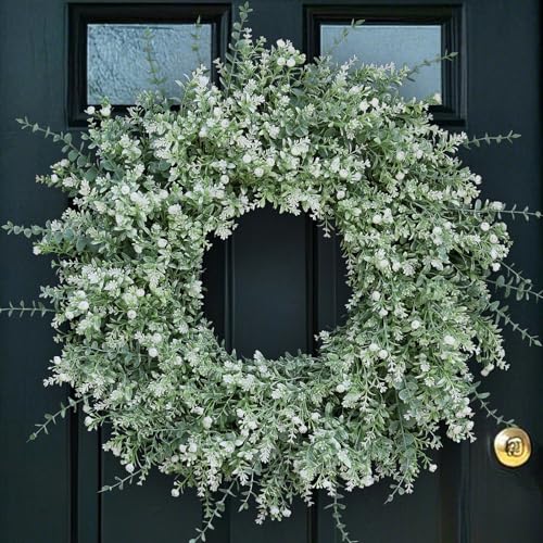 26-Inch Artificial Eucalyptus Lavender Wreath for Front Door Decor