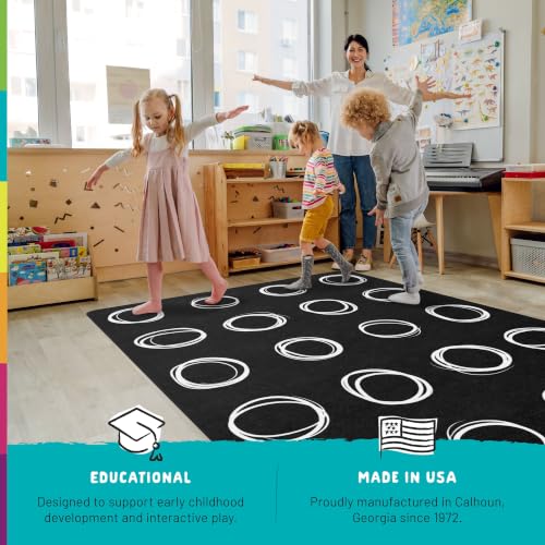 Educational Circle Sampler Classroom Area Rug, 7'6" x 12', Black