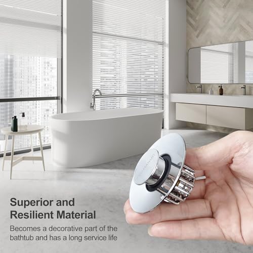 Pop-Up Bathtub Stopper and Hair Catcher - Stainless Steel Drain Protector