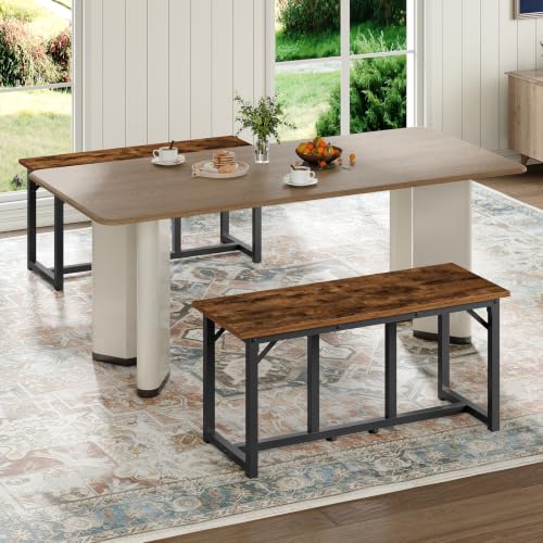 Rustic Dining Bench 31.5-Inch Industrial Kitchen Bench with Metal Frame