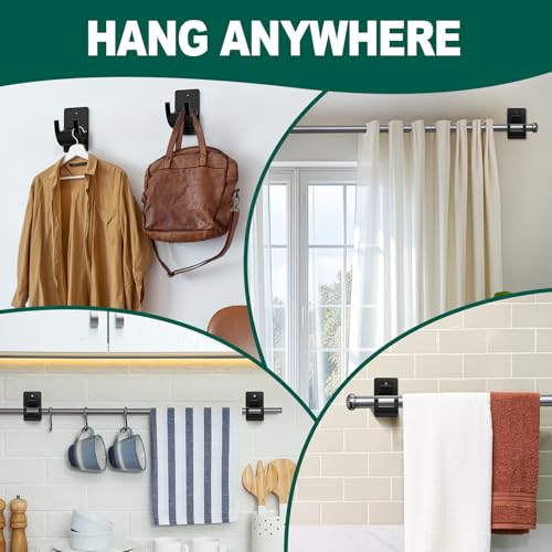 No-Drill Self-Adhesive Curtain Rod Brackets (4 Pack) - Holds Up to 20 lbs