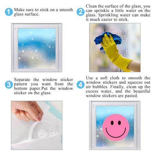 Colorful Smile Face Window Clings - 9 Double-Sided Decals