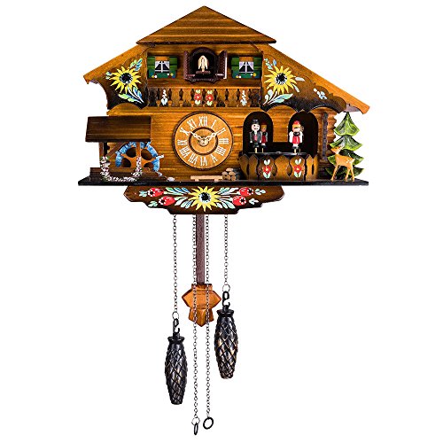Quartz Cuckoo Wall Clock with Moving Pendulum and Dancers