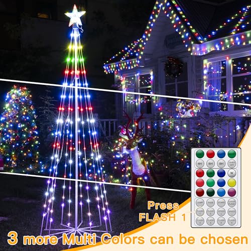 Ollny Multicolor 6FT LED Christmas Tree Lights 34 Modes Waterproof Outdoor String with Remote