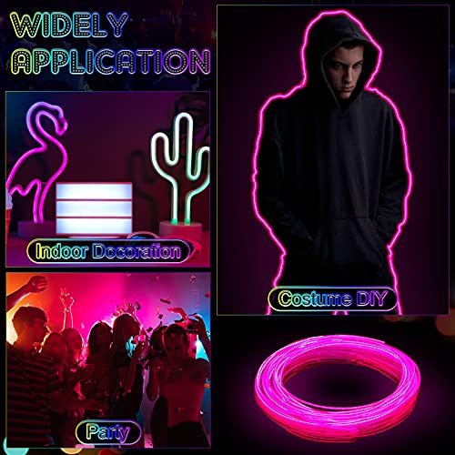 6-Pack 16.4ft Portable LED Neon EL Wire Kit, Battery Operated Rope Lights