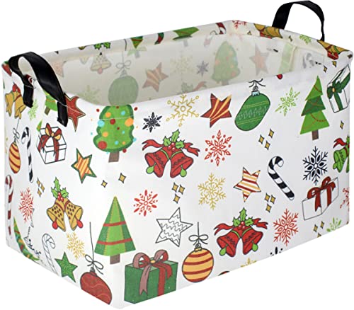 CLOCOR Gift Basket Rectangular Christmas Storage Box with Handles – Waterproof Linen & Canvas Toy Organizer