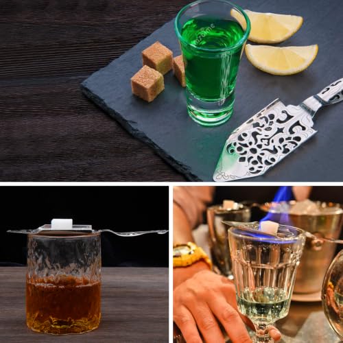ONLYFU 2-Piece Stainless Steel Absinthe Fountain Spoon Vintage Wormwood Cocktail Dripper Bar Tool