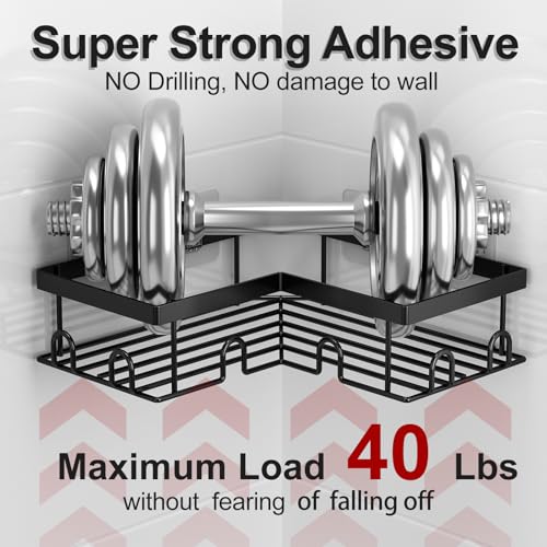 5-Piece Adhesive Corner Shower Caddy Set, Rustproof Stainless Steel Shelves
