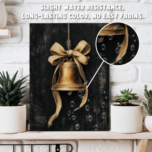 JMENGSSFL Vintage Christmas Bell Rustic Canvas Wall Art 11x14 | YH-Christmas-16