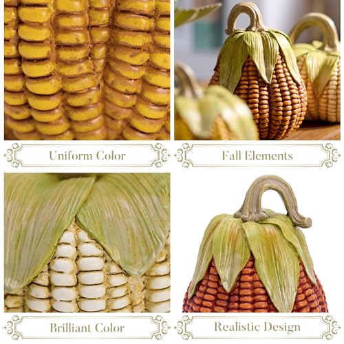 Set of 3 Resin Artificial Corn Pumpkins Fall Table Centerpiece Decorations