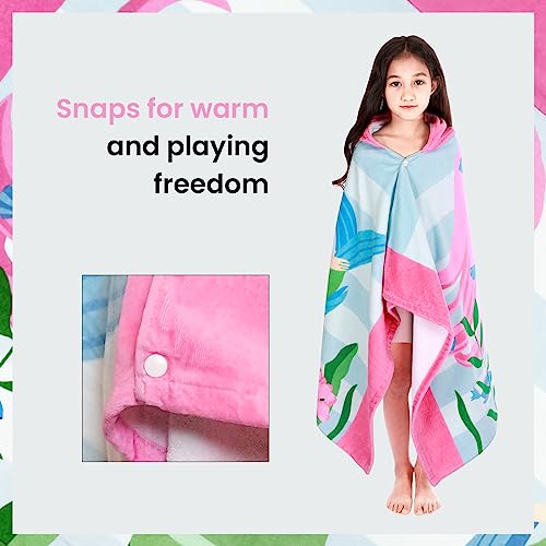 Kids Hooded Beach Towel, 100% Cotton Mermaid Bath Poncho for Ages 3-12