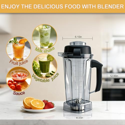 64oz Blender Pitcher Replacement Container with Stainless Steel Blades