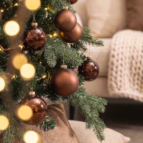 2.36-Inch Brown Glass Christmas Ornament Baubles, Set of 12