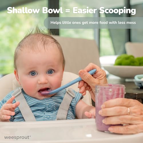 Silicone Baby Feeding Spoons Set of 3 with Travel Case and Bendable Design