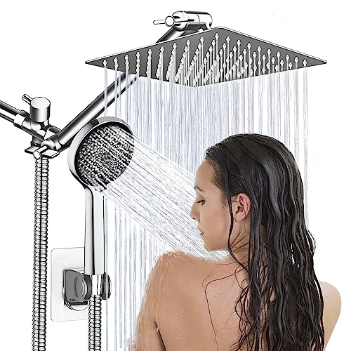 8-Inch Rainfall Shower Head Combo with Handheld Spray and Adjustable Arm