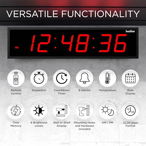 24-Inch Oversized LED Digital Wall Clock with Remote, Timer, and Temperature
