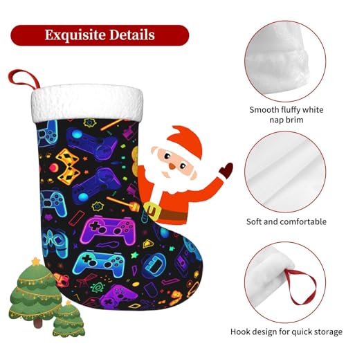 Large 17.7in Christmas Stockings - 2 Pack, Red & Cozy Cuff Gift Bags for Fireplace & Decor