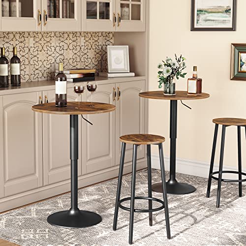 Height-Adjustable Round Pub Table, Modern Small Space Bar Table