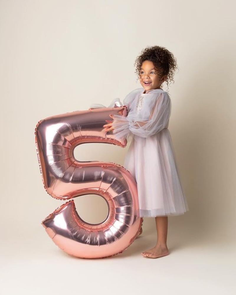 Skiennix 40-Inch Balloon Numbers - Elegant Rose Gold Balloons for 5th Birthday & Wedding Decor