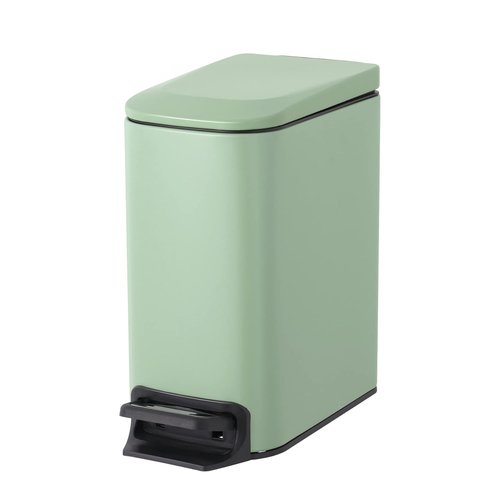 Cesun Small Bathroom Trash Can - Soft Close Lid & Step Pedal | 6L Stainless Steel, Anti-Fingerprint (Matt Green)