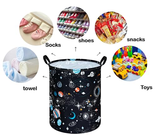 Kids Laundry Hamper and Toy Storage Basket with Handles, Cotton Fabric