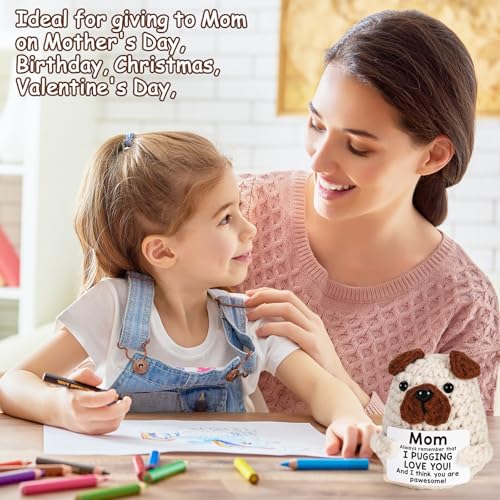 Mom Valentines Day Gift Crochet Puppy - Thank You & Love You Gift for Mother