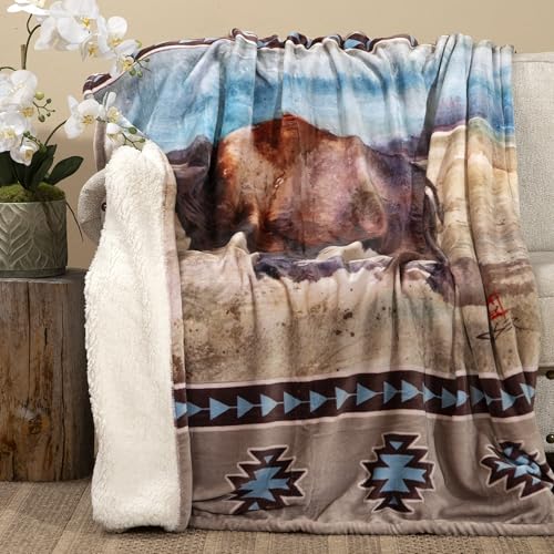 Carstens Inc. Oversized Sherpa Fleece Throw Blanket 54x68in - Renegade Buffalo