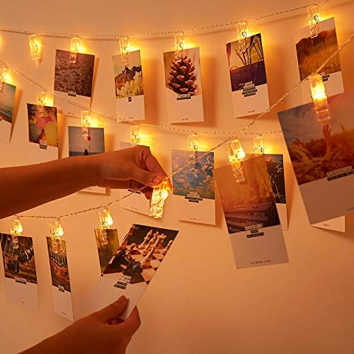 Skiennix 50 LED Photo Clip Starry Lights - Remote-Controlled Fairy Twinkle Lights | 16.4ft Warm White for Home Decor & Festivals