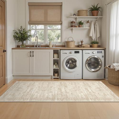 2x6 Washable Runner Rug, Non-Slip Vintage Kitchen Hallway Carpet Mat