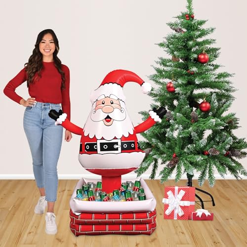 Inflatable Santa Cooler - 4ft Festive Holiday Drink Holder for Christmas Parties
