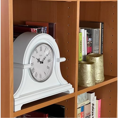 Vintage Style Mantel Clock - 13x10 Inch Non-Ticking Desk and Shelf Clock