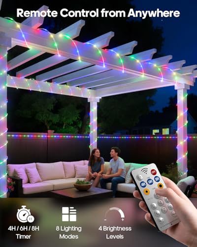 79FT Rechargeable LED Rope Lights, Portable Waterproof String Lights with Remote