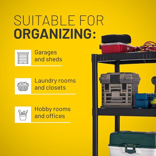4-Shelf Plastic Storage Shelves, 48x23-Inch Heavy-Duty Shelving Unit
