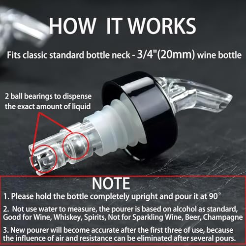 3-Pack 1oz Measured Liquor Bottle Pourers - Automatic Shot Dispenser