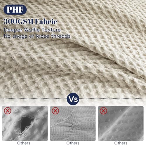 Waffle Weave Duvet Cover Set - Queen Size 3-Piece Honeycomb Bedding