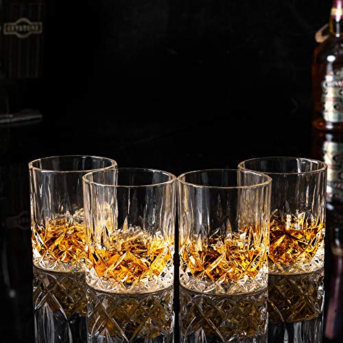 Crystal Whiskey Glass Set - 10 Oz Old Fashioned Tumblers for Bourbon & Scotch