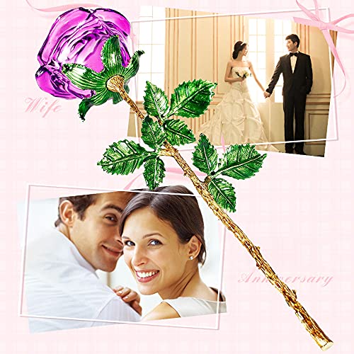 Purple Galaxy Crystal Rose with Gift Card - Forever Infinity Flower for Women