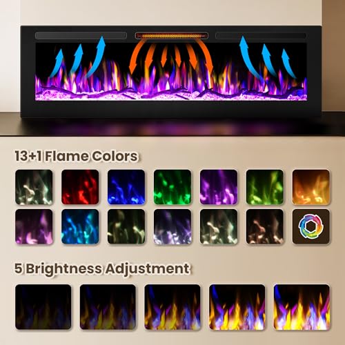 36-Inch Smart Electric Wall Fireplace Heater with WiFi Voice Control