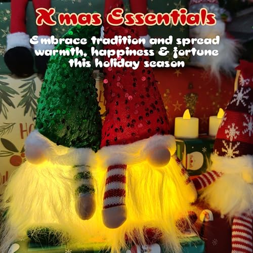 12-Inch Light-Up Handmade Gnome Couple Plush Tabletop Decoration