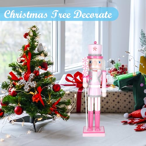Christmas Nutcracker Decor - 14.2 Inch Wooden Collectible Ornament - Square Bottom Lollipop