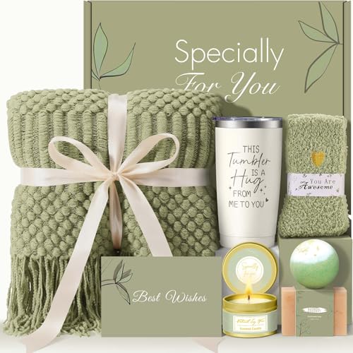 Get Well Soon Gift Basket for Women - Self Care Spa Box (Green) After Surgery