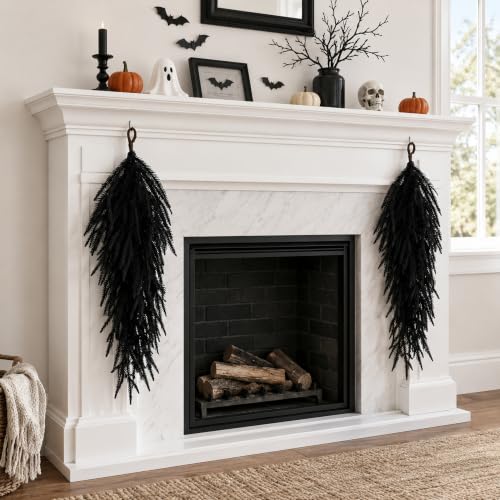 2 Pcs 28-Inch Artificial Black Teardrop Swags for Halloween Door Decor
