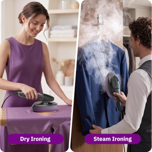 OGHom 2-in-1 Handheld Garment Steamer & Iron - Rose Pink