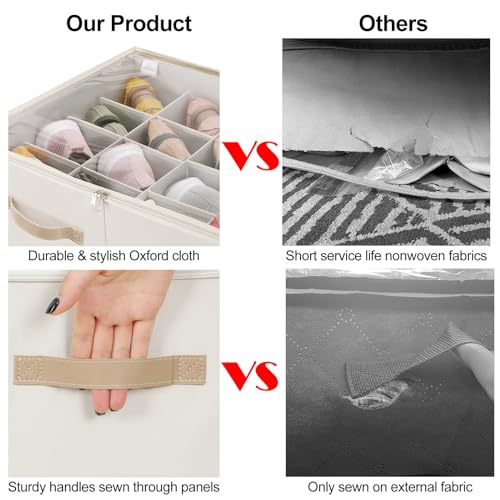Foldable Shoe Organizer for Closet with Adjustable Dividers and Clear Lid